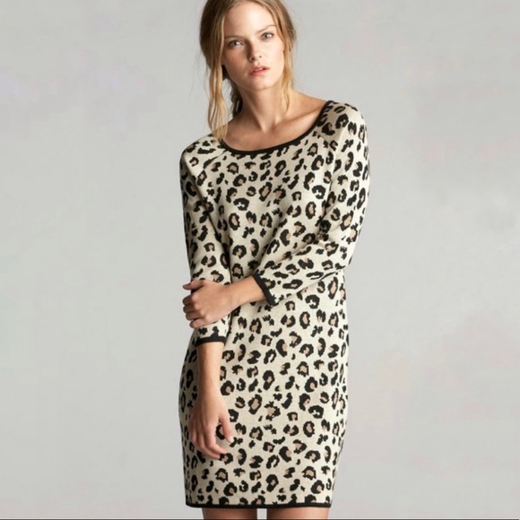 Velvet by Graham & Spencer Dresses & Skirts - VELVET by GRAHAM & SPENCER Leopard Cashmere Blend Sweater Dress